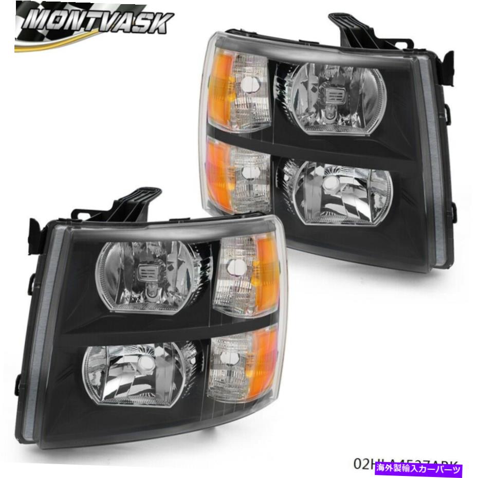 USヘッドライト Amber Corner Headlight Black LH＆RH 2007-2014 Chevy Silverado 1500 2500 3500 Amber Corner Headlight Black LH&RH For 2007-2014 Chevy Silverado 1500 2500 3500