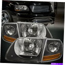 USヘッドライト ヘッドライト4PCハーレースタイルセットフィット97-03フォードF150 Expedition Lightning SVT Headlights 4Pc Harley Style Set Fits 97-03 Ford F150 Expedition Lightning Svt