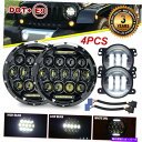 USヘッドライト ドットLED 7「ラウンドLEDヘッドライト+ 4」LEDフォグライトJK 2007-2017 DOT LED 7" Round led Headlights +4" led Fog Light For Jeep Wrangler JK 2007-2017