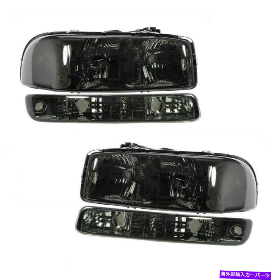 USإåɥ饤 2007ǯΥ3500饷åܥǥǥΤ2xإåɥ饤+Хѡ饤ȱ 2x Headlights +bumper lights Smoke For 2007 Sierra &3500 Classic Body Models