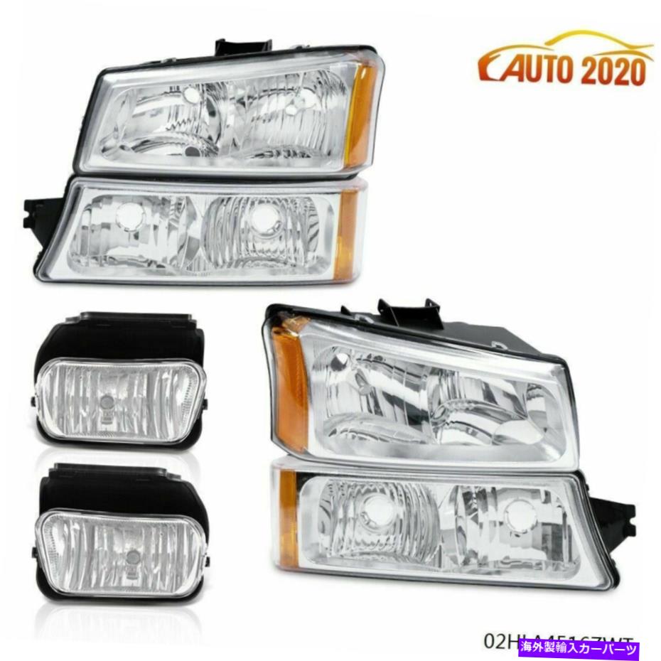 USヘッドライト クロムヘッドライトアンバーシグナル+フォグランプフィット03-07シボリーシルバード/アバランシェ Chrome Headlight Amber Signal + Fog Lights Fit 03-07 Chevy Silverado/Avalanche