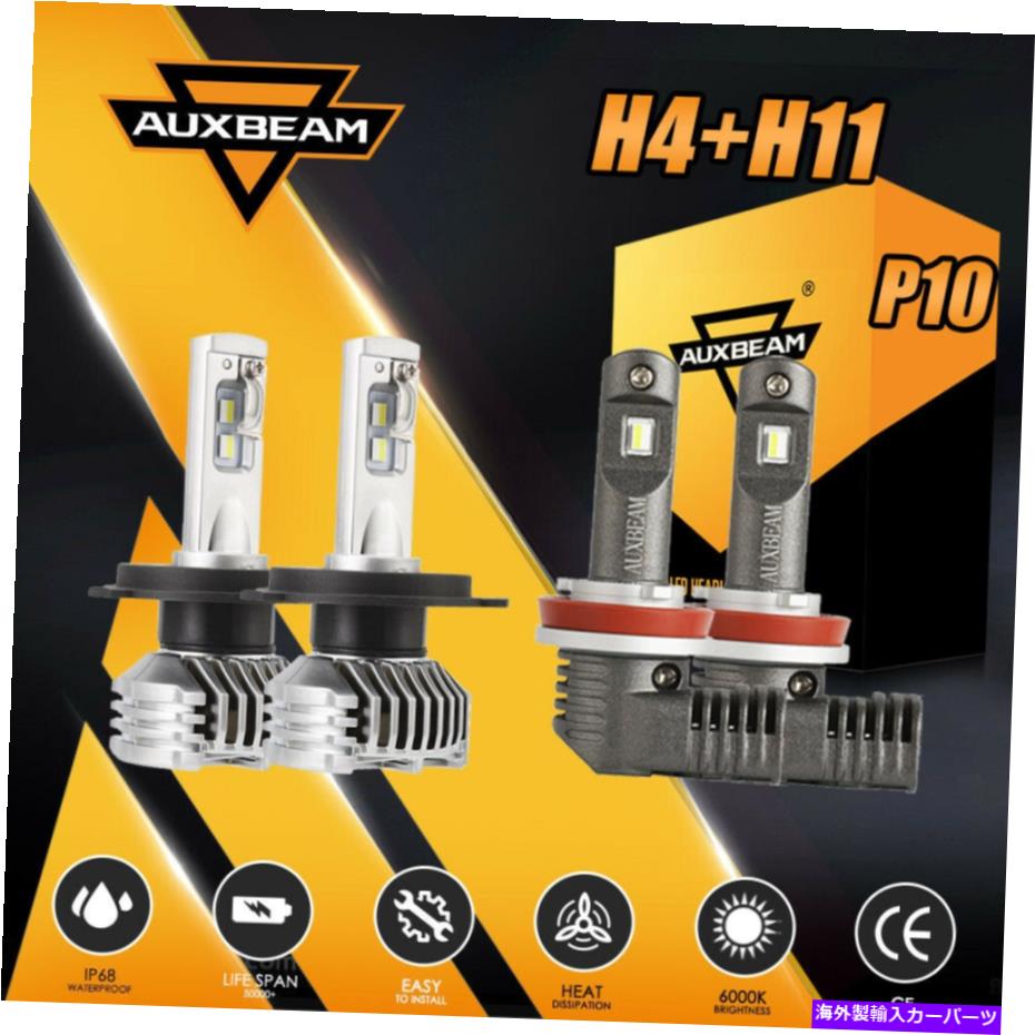 USヘッドライト AUXBeam H4 + H11 104WコンボLEDヘッドライト電球キット6000KホワイトHI LOビームプラグP10 AUXBEAM H4+H11 104W Combo LED Headlight Bulb Kit 6000K White Hi Lo Beam Plug P10