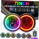 USヘッドライト 7 インチヘッドライトLED RGB Halo DRLリモートコンボキットFreightLiner Coronado 7 inch Headlights LED RGB Halo DRL Remote Combo KIT for Freightliner Coronado