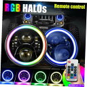 USヘッドライト 7 039 039 インチリモートRGB LED HaloヘッドライトHI / LO DRLビームfor FreightLiner Coronado 7 039 039 inch Remote RGB LED Halo Headlights Hi/lo DRL Beam for Freightliner Coronado