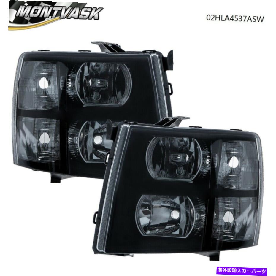 USヘッドライト 2007年から2014年のシボリーSilverado 1500 2500 3500 Smoke Black Headlight Headlamp For 2007-2014 Chevy Silverado 1500 2500 3500 Smoke Black Headlight Headlamp
