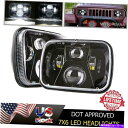 USヘッドライト ペアドット承認7×6 5×7 LEDヘッドライトブラックHi-LoドッジRAM 50 1987-1993 Pair DOT Approved 7X6 5X7 LED Headlights Black Hi-Lo For Dodge Ram 50 1987-1993(2)