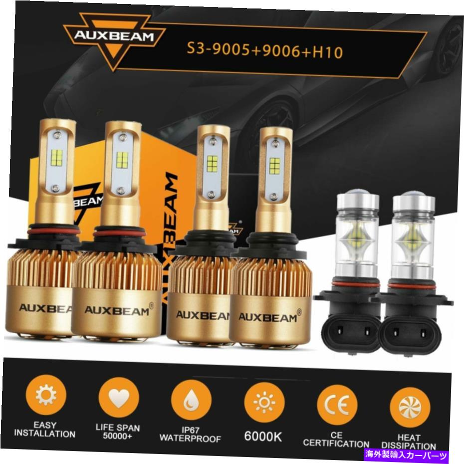 USヘッドライト GMC Sierra 1500 2500 HD 2004-2006ヘッドライト+フォグランプLED電球コンボ6X For GMC Sierra 1500 2500 HD 2004-2006 Headlights + Fog Lights LED Bulbs Combo 6X