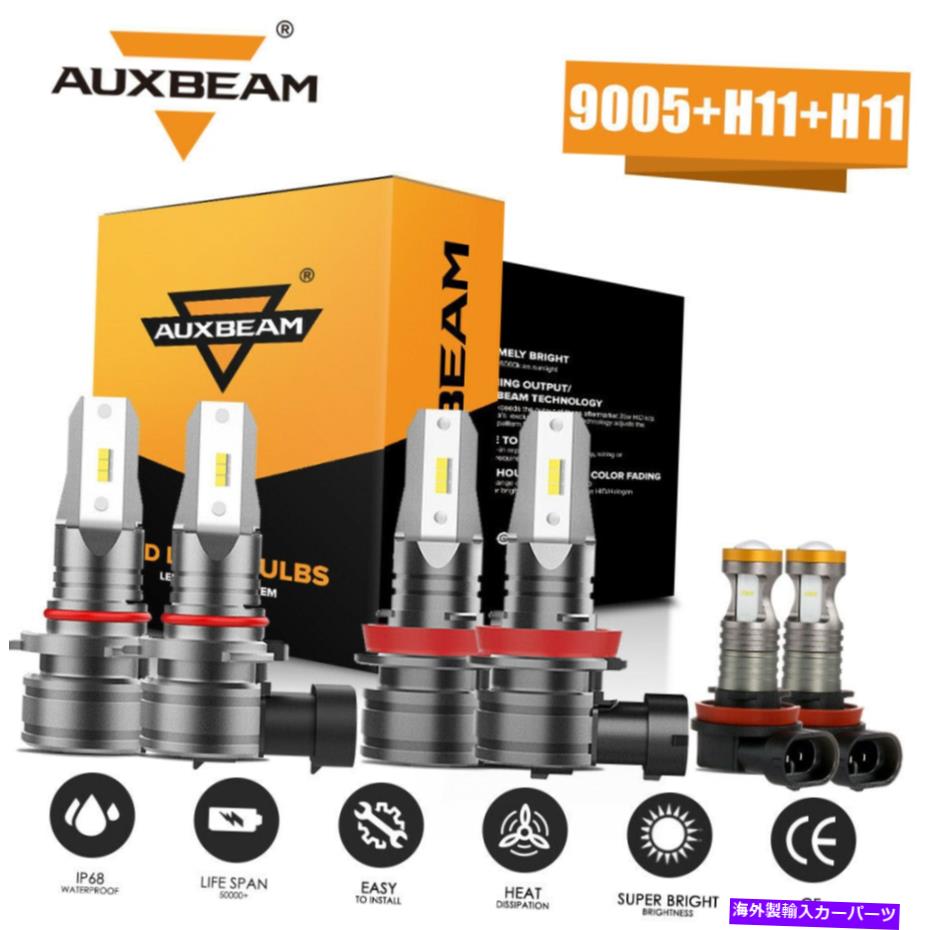 USヘッドライト GMC地形2010-2015 AUXBeam LEDヘッドライトHI / LOビーム+フォグレット電球6K For GMC Terrain 2010-2015 AUXBEAM LED Headlight Hi/Lo Beam + Fog Light Bulbs 6K