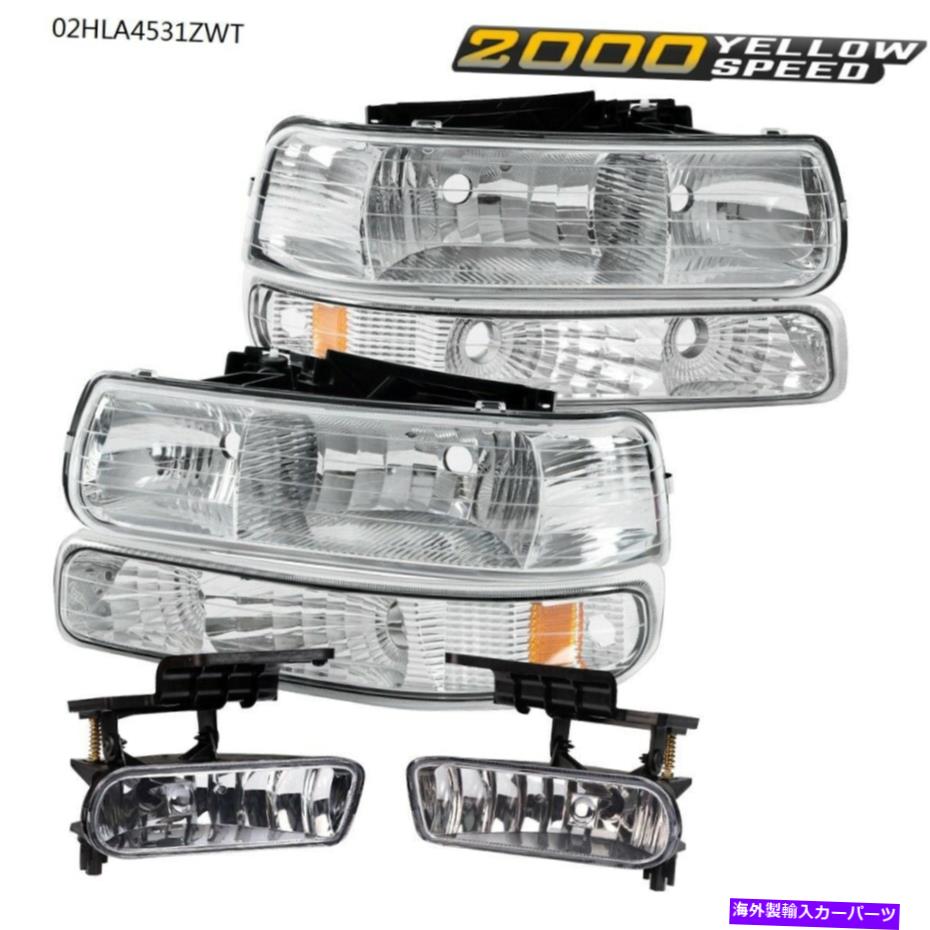 USヘッドライト クリアクロームヘッドライト+フォグライト00-06郊外Tahoe 99-02 Silverado Clear Chrome Headlights +Fog lights For 00-06 Suburban Tahoe 99-02 Silverado