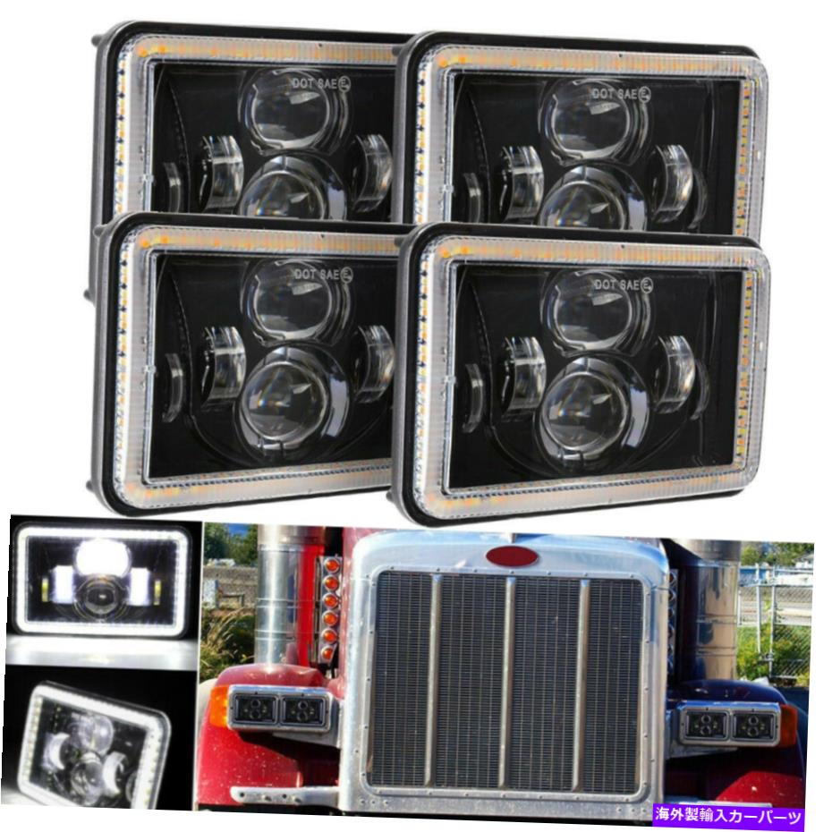 USヘッドライト 4ピース4x6プロジェクターLEDヘッドライトHi-LoビームのためのPeterlight Kenworth Freightliner 4PCS 4x6 Projector LED Headlight Hi-Lo Beam For Peterbilt Kenworth Freightliner