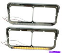 USヘッドライト Kenworth T400 T600 T800 W900B W900L用の新しいヘッドライトベゼルクリア/アンバーLEDペア New Headlight Bezel Clear/Amber LED PAIR FOR Kenworth T400 T600 T800 W900B W900L(2)