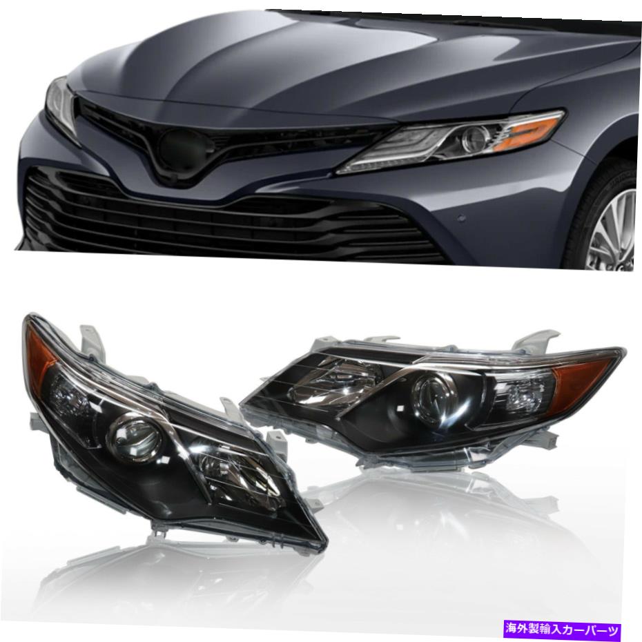 USヘッドライト Toyota Camry 2012-2014ペアLH + RHヘッドライトアセンブリブラックアンバープロジェクター For Toyota Camry 2012-2014 Pair LH+RH Headlights Assembly Black Amber Projector