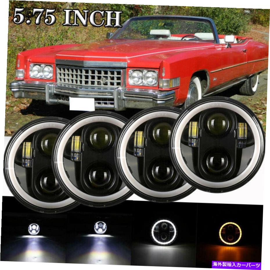 USヘッドライト DOT 5.75 5-3 / 4ラウンドLED DRLヘッドライト4ピーブラックCARAIS 1965-1974 DOT 5.75 5-3/4 Round LED DRL Headlights 4PC Black For Cadillac Calais 1965-1974