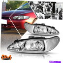 USヘッドライト 97-02フォードエスコート4-DRヘッドライト/ランプ交換クロームハウジング透明面 For 97-02 Ford Escort 4-Dr H...