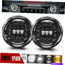 USヘッドライト Dot H4 7 '' LEDプロジェクターヘッドライトDRL側ハローエンジェルの目はジープラングラーJK DOT H4 7'' LED Projector Headlight DRL Side Halo Angel Eyes For Jeep Wrangler JK