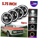 USヘッドライト 4倍ドット5.75 5-3 / 4ラウンドLEDヘッドライトHaloブラックフォードキャデラックカレー 4x DOT 5.75 5-3/4 R...