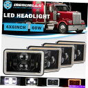 USヘッドライト 4ピース4×6 "LEDヘッドライトDRLターンシグナルエンジェル目T400 T800 W900 4Pcs 4x6" LED Headlights DRL Turn Signal Angel Eyes for Kenworth T400 T800 W900