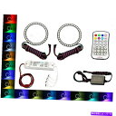 USヘッドライト 90mm RF多色変更LED RGBシフトヘッドライトエンジェルアイイハロリングペア 90mm RF Multi-Color Changing LED RGB Shift Headlight Angel Eye Halo Ring Pair