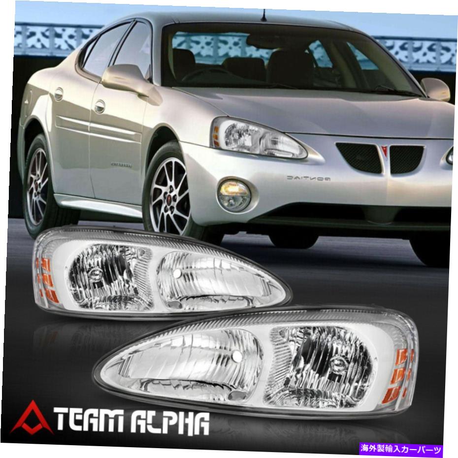 USヘッドライト フィット2004-2008ポンティアックグランプリ[CHROME / CLEAR]アンバーコーナーヘッドライトヘッドランプ Fits 2004-2008 Pontiac Grand Prix [Chrome/Clear] Amber Corner Headlight Headlamp