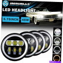 USヘッドライト 1958-1975 Vintage Buick 4PCS 5.75インチプロジェクターLEDヘッドライトエンジェルアイリング For 1958...