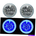 USヘッドライト 7 "ブルーコブLEDハローエンジェルアイH4ヘッドランプヘッドライトハロゲン電球ペア 7" Blue COB LED Halo Angel Eye H4 Headlamp Headlight Halogen Light Bulb Pair