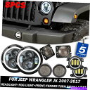 USヘッドライト ジープラングラーJK 8PCS 7「LED DRLリングヘッドライト+フォグランプ+ターン/フェンダーライト For Jeep Wrangler JK 8Pcs 7" LED DRL Ring Headlight+Fog Light +Turn/Fender Light