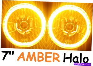 USヘッドライト 琥珀色LED Halo 7 "ラウンドヘッドライトスーツトヨタ埋立地40 45 47 55 60シリーズ Amber LED Halo 7" Round Headlights suit Toyota Landcruiser 40 45 47 55 60 series