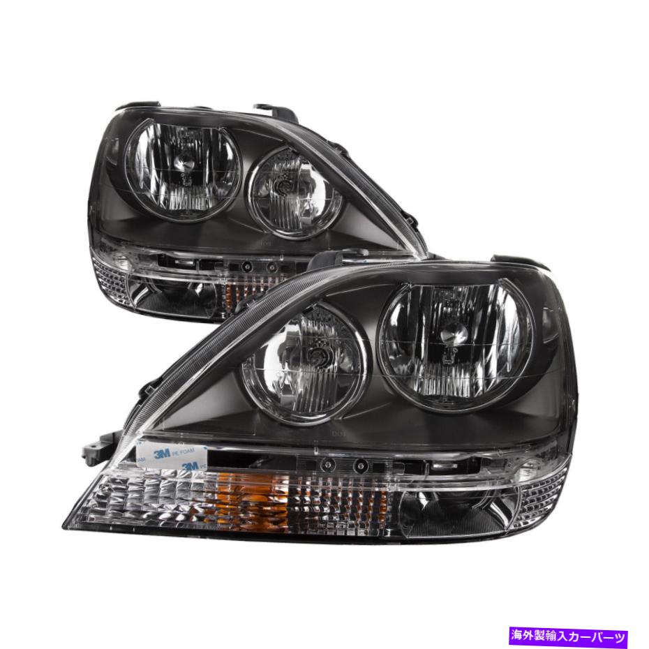 USヘッドライト ヘッドライトセットハロゲンブラックハウジング左右ペアフィッツ1999-2000レクサスRX300 Headlights Set Halogen Black Housing Left Right Pair Fits 1999-2000 Lexus RX300