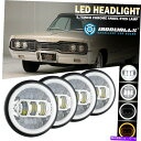USヘッドライト 1966-1974 Dodge 4PCS 5-3 / 4「5.75」Chrome LEDヘッドライトDRL Angel Eyes Ring F...