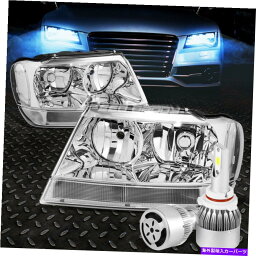 USヘッドライト クロームハウジングヘッドライトクリアコーナー+ホワイトLED 9006 HID +ファンは99-04チェロキー CHROME HOUSING HEADLIGHT CLEAR CORNER+WHITE LED 9006 HID+FAN FOR 99-04 CHEROKEE