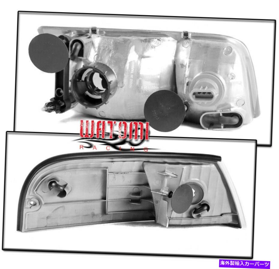 USヘッドライト 98-11フォードクラウンビクトリア交換用クロムヘッドライト+コーナーW / BLUE LED DRL ..