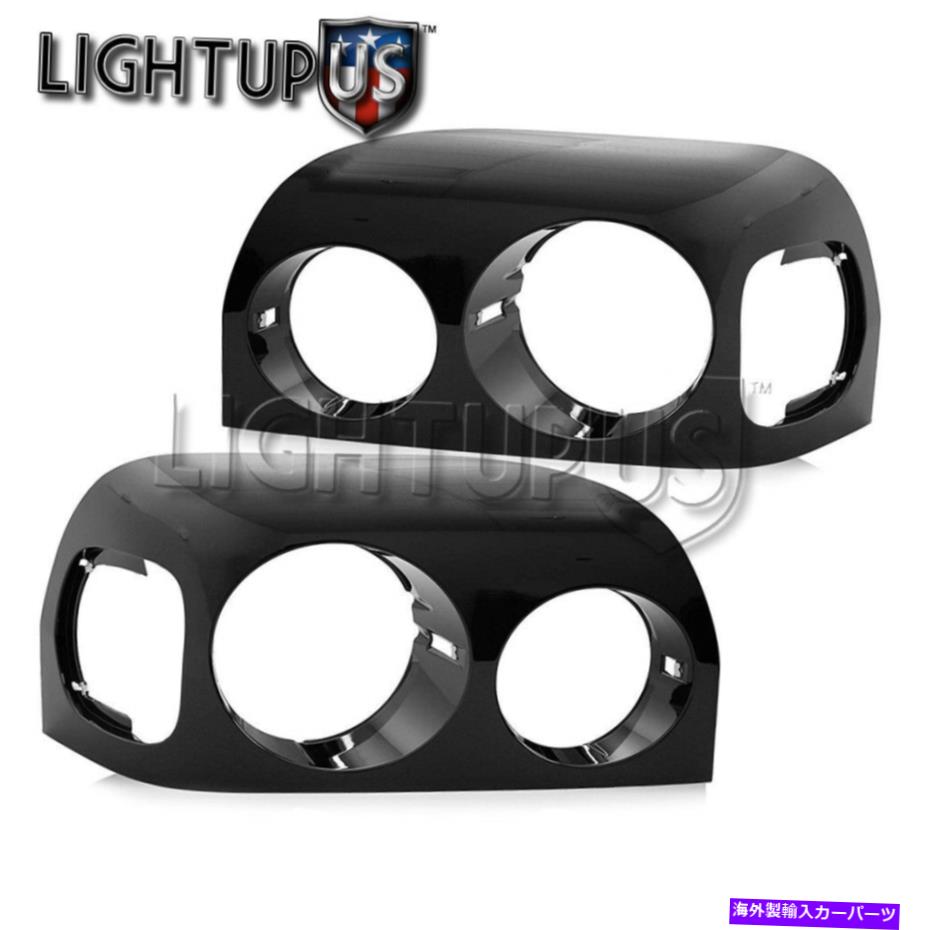 USヘッドライト 1996年から2009年の距離にある黒いヘッドライトベゼル Left Right Sides Pair Black Headlight Bezels for 1996-2009 FREIGHTLINER CENTURY