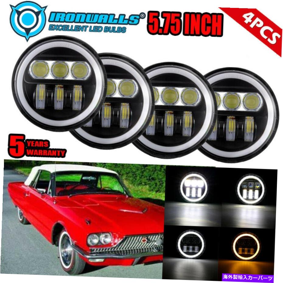 USヘッドライト 4X 5.75 "LEDヘッドライトアンバー角度目H5006 FORD LTD Thunderbird Torino 4x 5.75" LED Headlight Amber Angle Eyes H5006 Fit Ford LTD Thunderbird Torino