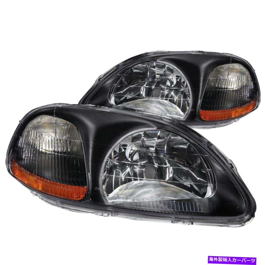 USヘッドライト Anzo USA 121067クリスタルヘッドライトセット96-98シビックにフィット Anzo USA 121067 Crystal Headlight Set Fits 96-98 Civic