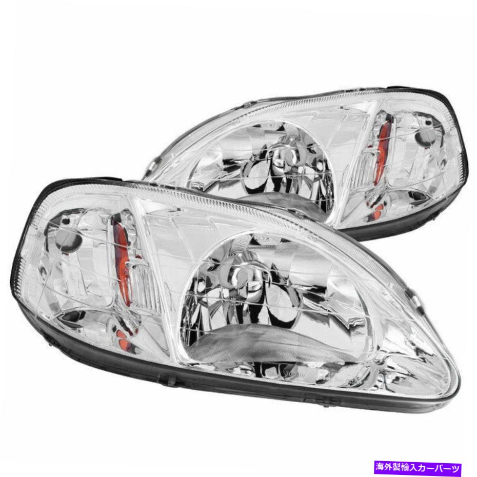 USヘッドライト Anzo USAクリスタルヘッドライトHonda Civic 1999-2000のためのクロム Anzo USA Crystal Headlights Chrome for Honda Civic 1999-2000