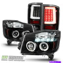 USヘッドライト 2004-2015 Titan LED Haloプロジェクターヘッドライト LEDチューブテールライトランプ Blk For 2004-2015 Titan LED Halo Projector Headlights LED Tube Tail Lights Lamps