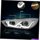 USヘッドライト 15-18フォーカスデュアルLED DRL +クリア信号プロジェクタヘッドライト/ランプクロム For 15-18 Ford Focus Dual LED DRL+Clear Signal Projector Headlight/Lamp Chrome(2)