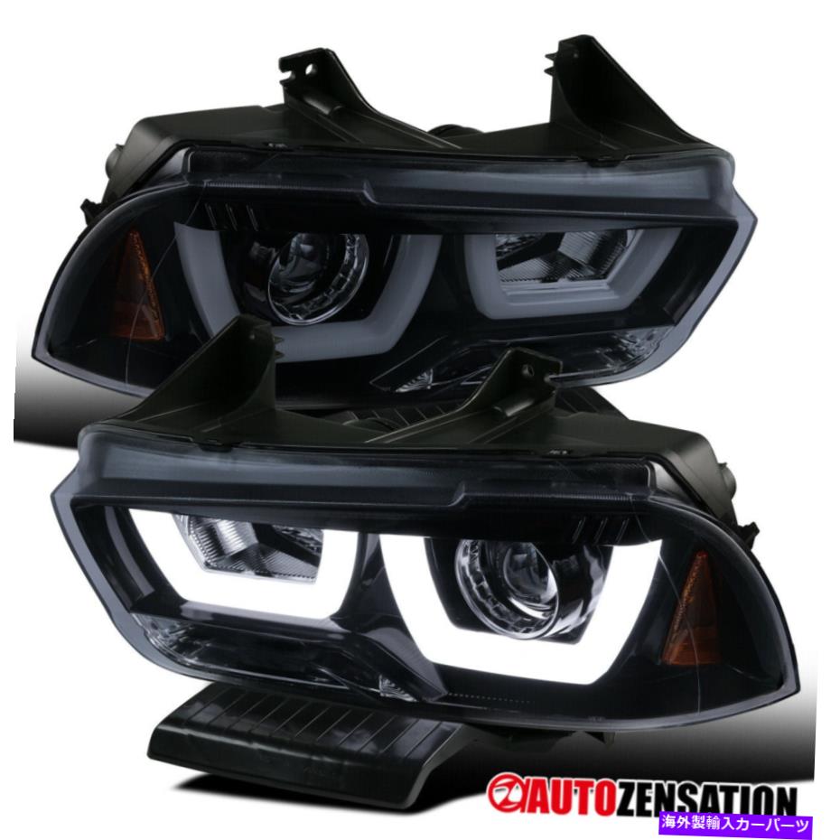 USヘッドライト 2011-2014 Dodge Charger光沢のある黒い煙LEDバーHaloプロジェクターのヘッドライト For 2011-2014 Dodge Charger Glossy Black Smoke LED Bar Halo Projector Headlights