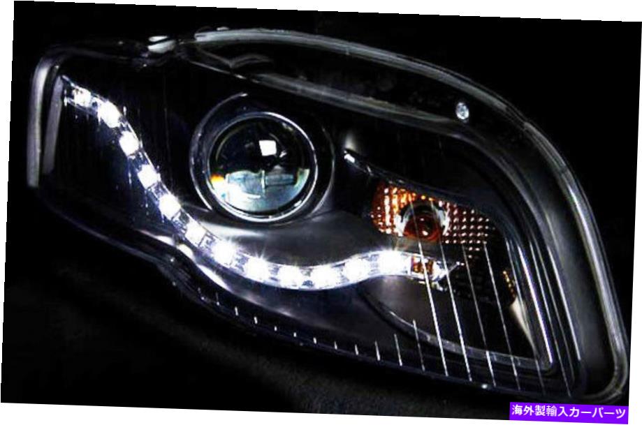 USإåɥ饤 06-08 Audi A4 / S4 / RS4 R8DRL LEDȥåץץإåɥ饤ȥץ֥å For 06-08 Audi A4/S4/RS4 R8 Style DRL LED Strip Projector Headlights Lamps Black