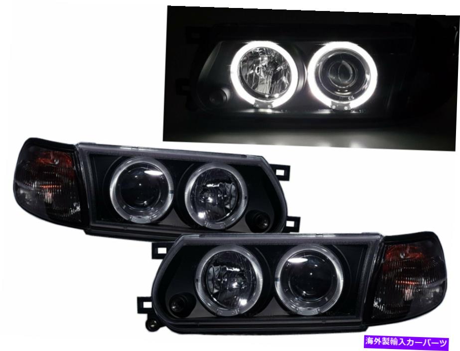 USヘッドライト 日没のHaloプロジェクターのヘッドライトブラックの日産LHD Sunny B13 MK3 1995-2017 Facelift Halo Projector Headlight Black for NISSAN LHD