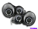 USヘッドライト 黒仕上げエンジェルアイヘッドライト用メルセデスW210 Eクラス95-98 RHD車 BLACK finish angel eye headl...