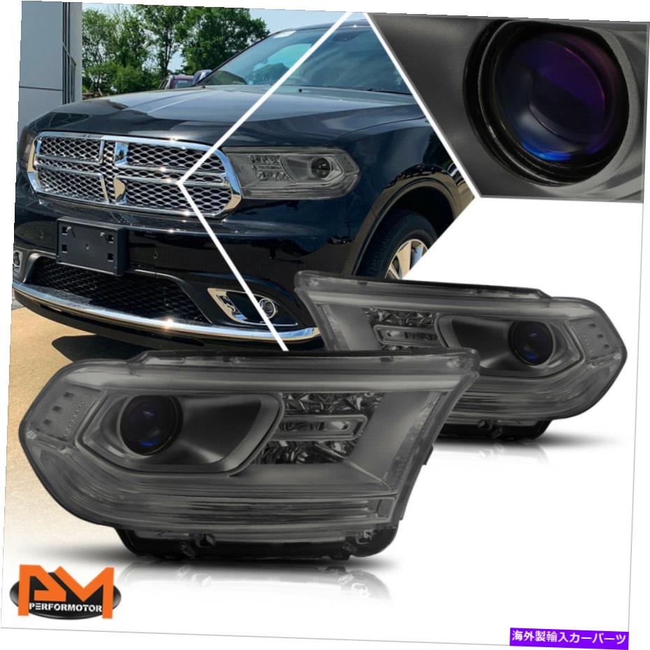 USヘッドライト 14-20 Dodge Durangoプロジェクターヘッドライト/ランプセットスモークハウジングクリアコーナー For 14-20 Dodge Durango Projector Headlight/Lamp Set Smoked Housing Clear Corner