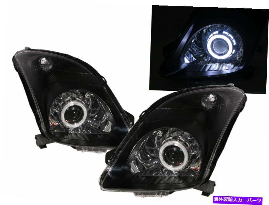USإåɥ饤 Swift MK2 04-10ϥåХå3D / 5D CCFLץإåɥ饤ȥ֥åLHD Swift MK2 04-10 Hatchback 3D/5D CCFL Projector Headlight Black for SUZUKI LHD