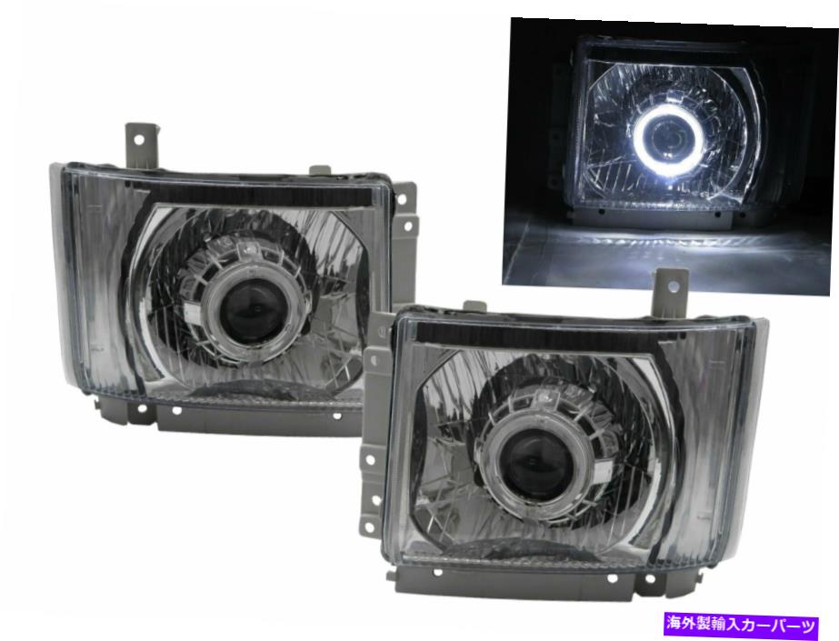 USヘッドライト ELF 700P Nシリーズ07-ONガイドLED HaloプロジェクターヘッドライトクロムISUZU LHD ELF 700P N-SERIES 07-ON Guide LED Halo Projector Headlight Chrome for ISUZU LHD