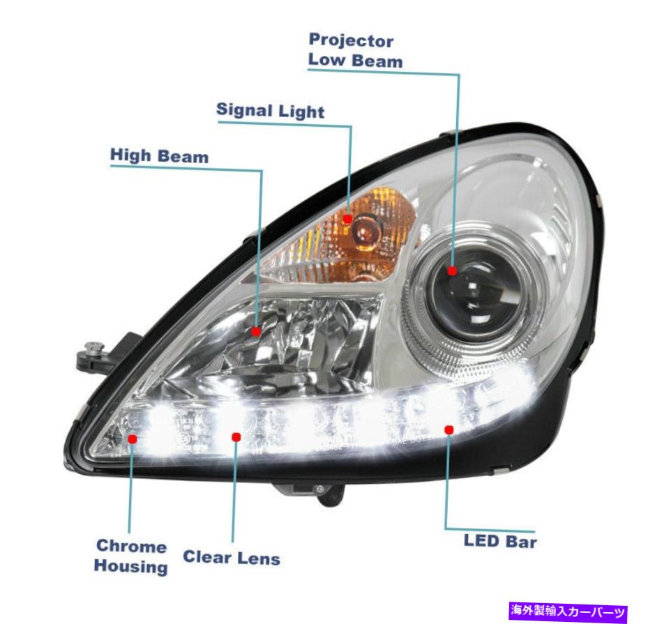 USヘッドライト 2005-2011メルセデスR171 SLK HIDモデル LEDプロジェクターヘッドライトChrome LH RH For 2005-2011 Mercedes R171 SLK HID Model LED Projector Headlight Chrome LH RH