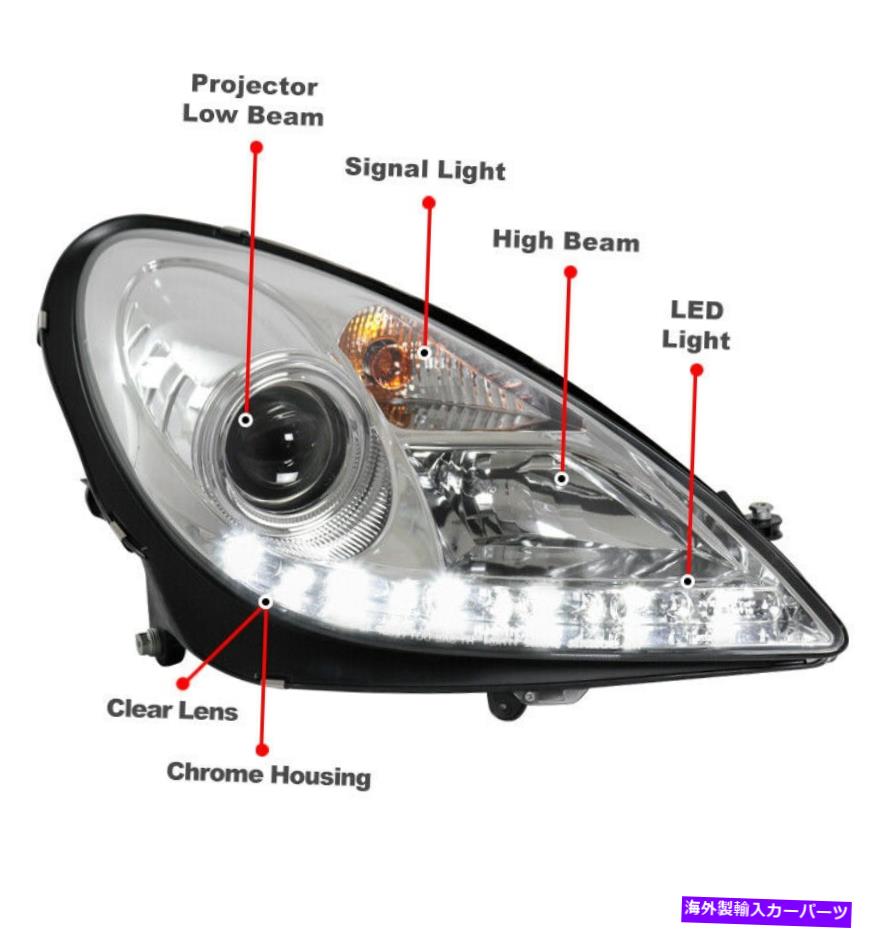 USヘッドライト 05-11メルセデスR171 SLK HID LEDクロムプロジェクターヘッドライトランプ DRL信号 For 05-11 Mercedes R171 SLK HID LED Chrome Projector Headlight Lamp DRL Signal