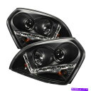 USヘッドライト Hyundai Tucson 04-09 Projector Headlights DRLブラックHigh H1 Low H1 PRのスパイダー Spyder for Hyundai Tucson 04-09 Projector Headlights DRL Black High H1 Low H1 PR