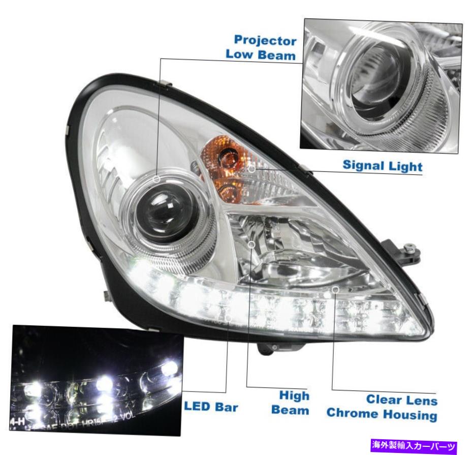 USヘッドライト 05-11 Mercedes-Benz R171 SLK HID LED Chrome ProjectorヘッドライトW / Blue DRL For 05-11 Mercedes-Benz R171 SLK HID LED Chrome Projector Headlight w/Blue DRL