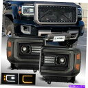 USヘッドライト フィット14-18 GMC Sierra ProシリーズLEDプロジェクターヘッドライトランプペアアルファブラック Fit 14-18 GMC Sierra PRO-Series LED Projector Headlights Lamps Pair Alpha-Black