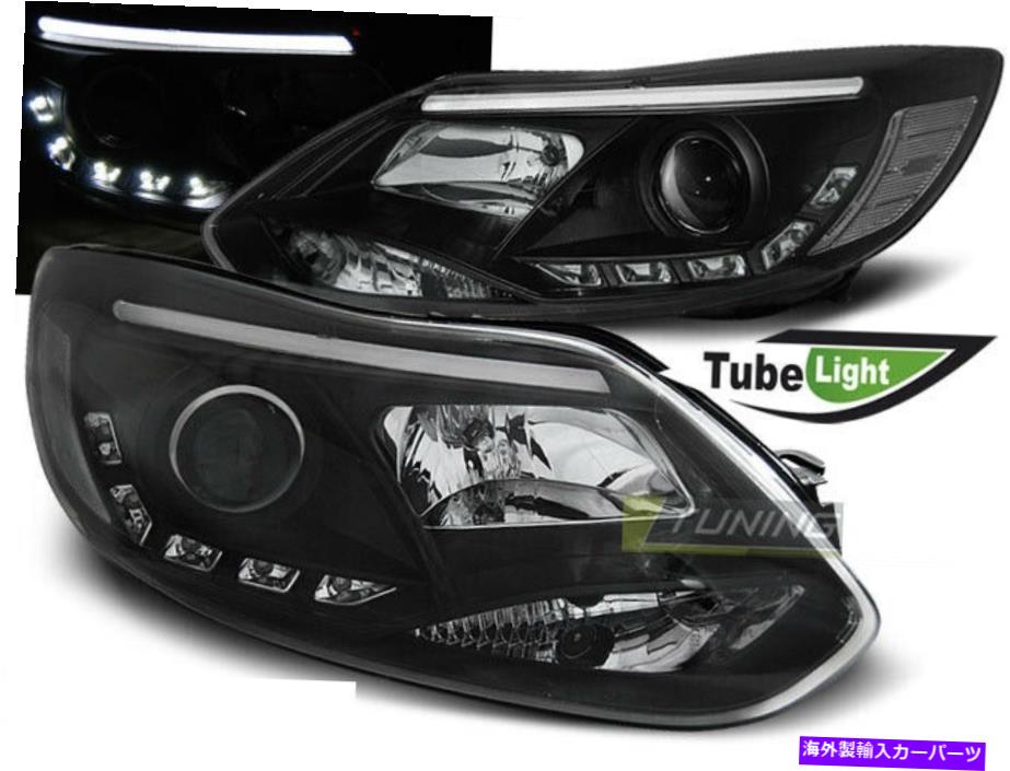 USヘッドライト フォードフォーカスMK3 III 3 DYBブラックFreeship US Headlights LED LTI LIGHT TUBE Inside Ford FOCUS MK3 III 3 DYB Black FreeShip US